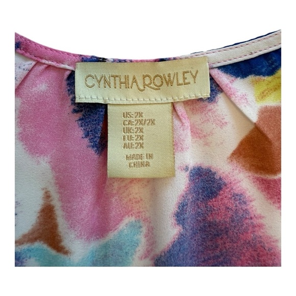 Cynthia Rowley Flutter Sleeve Button Front Floral Blouse - Size 2X - Picture 5 of 10